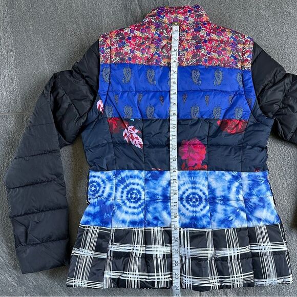 NWT Desigual 2-in-1 Jacket Vest "Copenhagen" Patch Prints Eco Padded Packable XS - Picture 14 of 16